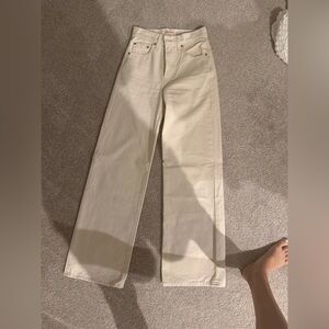 Levi's Cream High-Rise Wide Leg Jeans